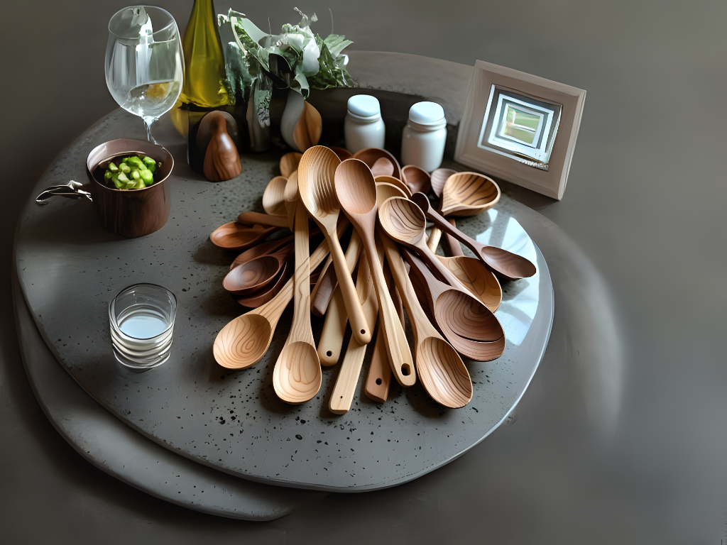Eco-friendly wooden cooking utensils