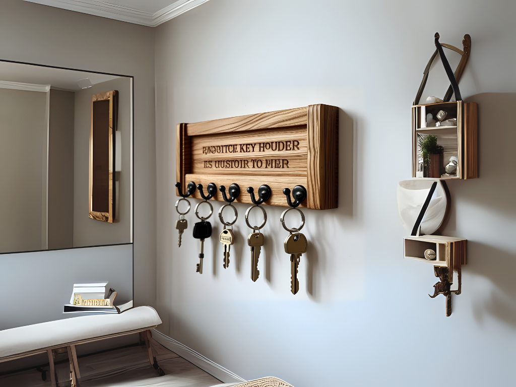Handmade wooden key holder for home decor